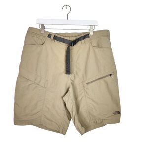 NORTH FACE Shorts Mens XL Khaki Tan Beige Belted Parmount Trail‎ Shorts Stretch